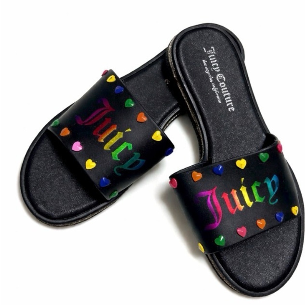 Juicy Couture Black Sandals with Multicolor Accents